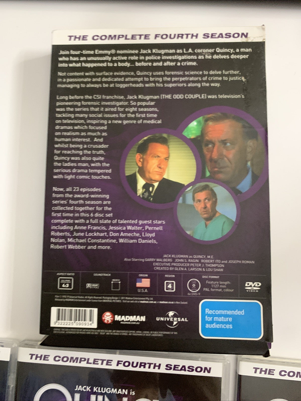 Quincy M.E. : Season 4 (DVD, 1978) Jack Klugman  Region 4