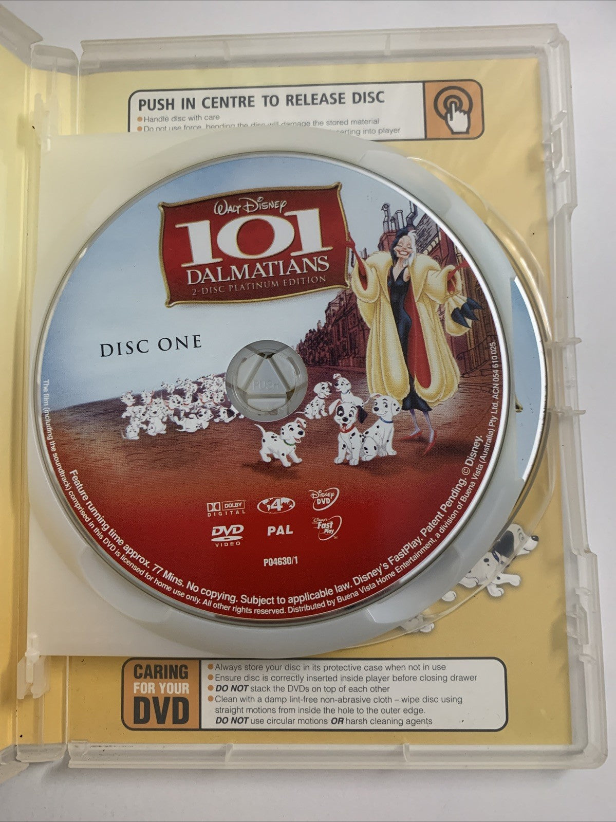 101 Dalmatians (Platinum Edition, DVD, 1961, 2-Disc) Disney Animation Region 4