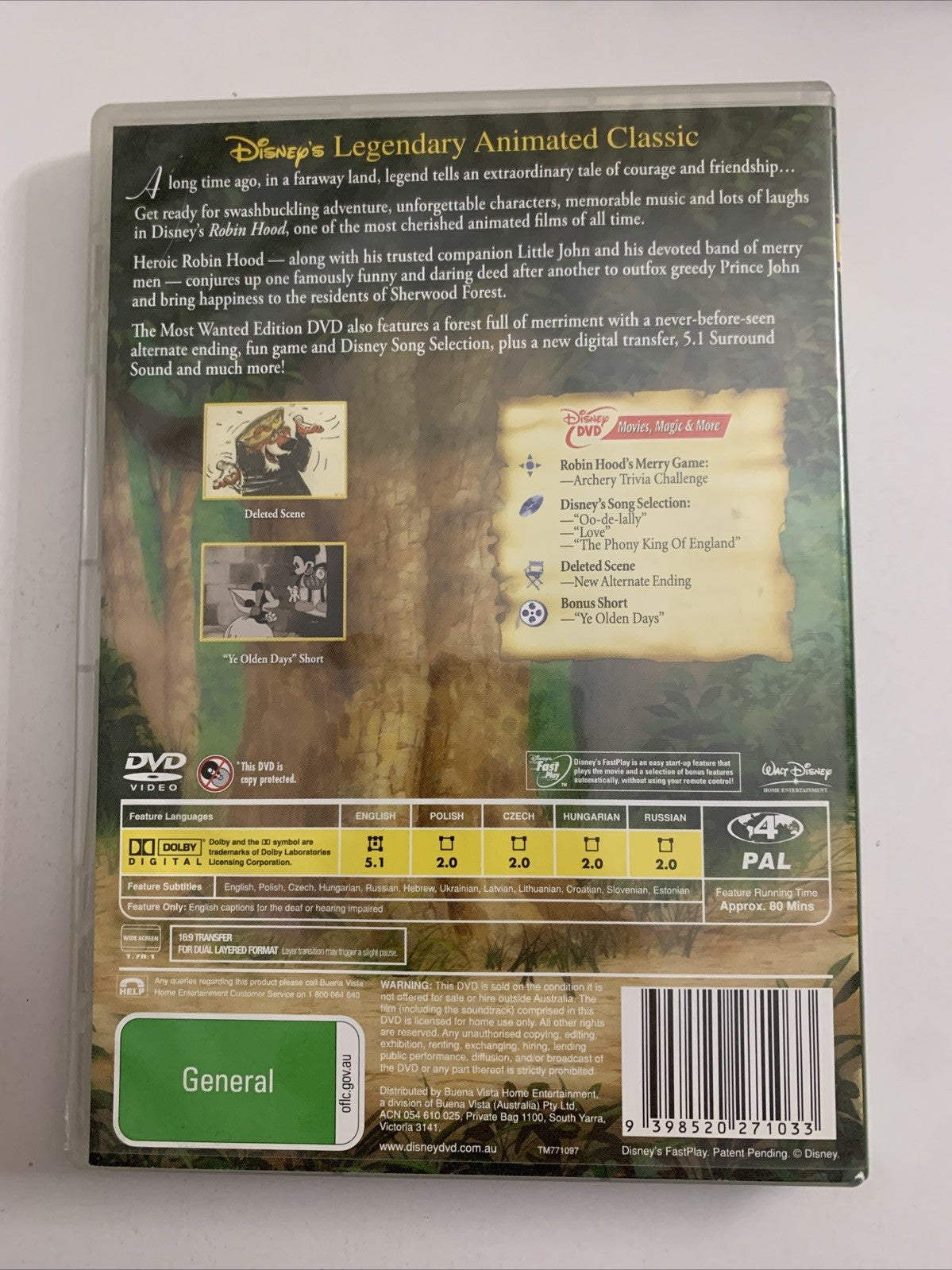 Robin Hood (Special Edition, DVD, 1973) Disney Animation Region 4