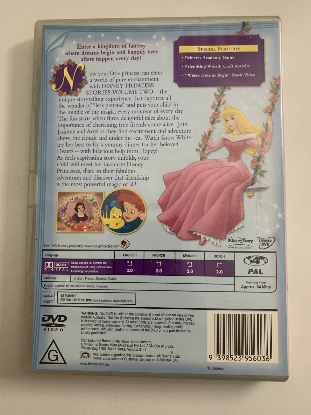Princess Stories: Tales of Friendship : Vol 2 (DVD, 2005) Disney Region 4