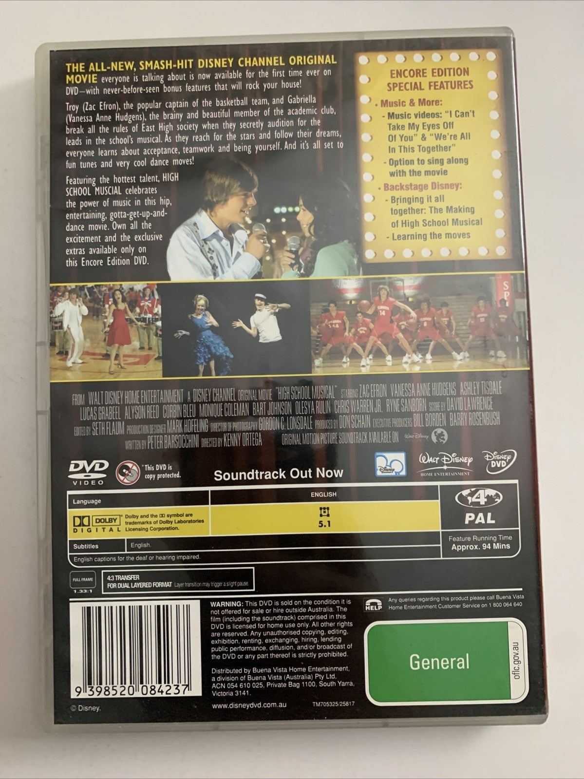 High School Musical : Encore Edition (DVD, 2006) Disney Region 4