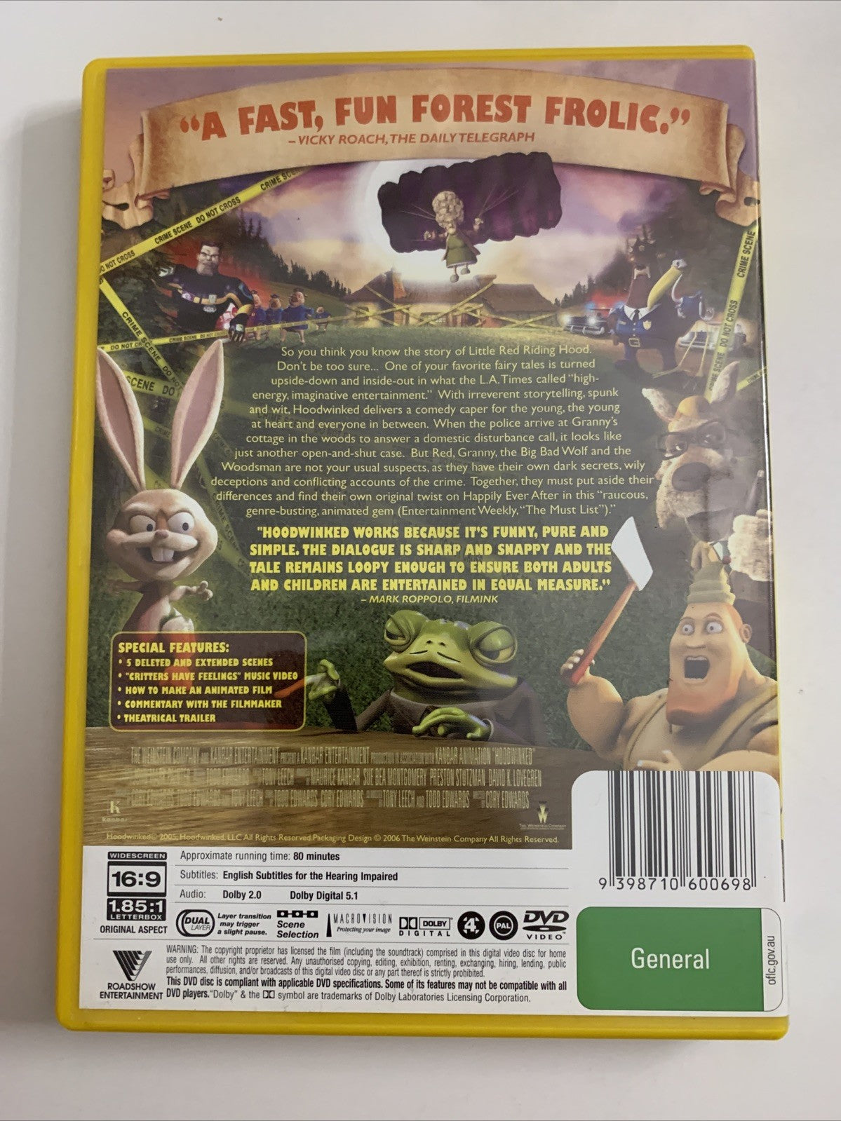 Hoodwinked (DVD, 2005) James Belushi, Anne Hathaway, Glen Close Region 4