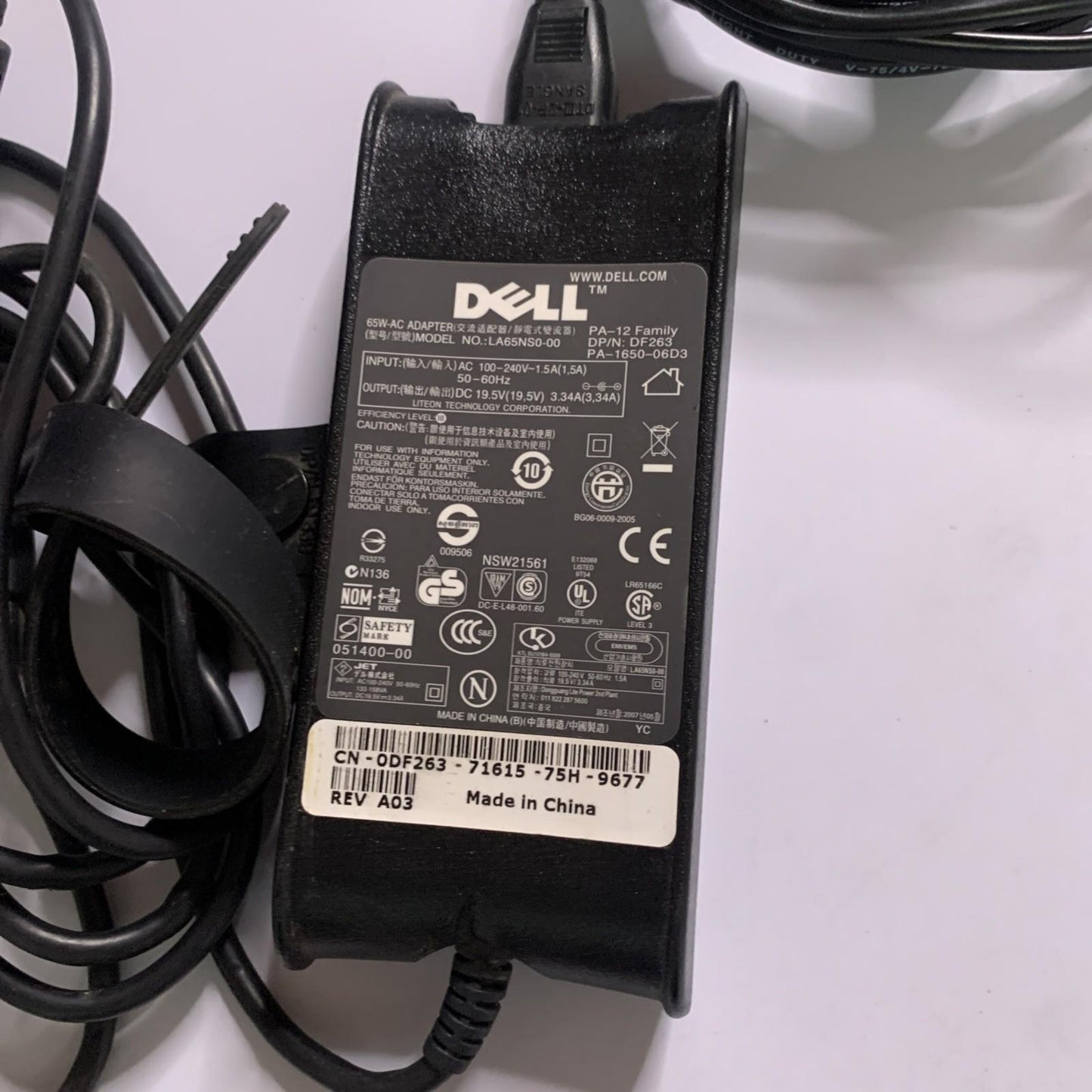 Genuine Dell Laptop Power Supply LA65NS0-00 Charger 19.5V 3.34A PA-1650-06D3