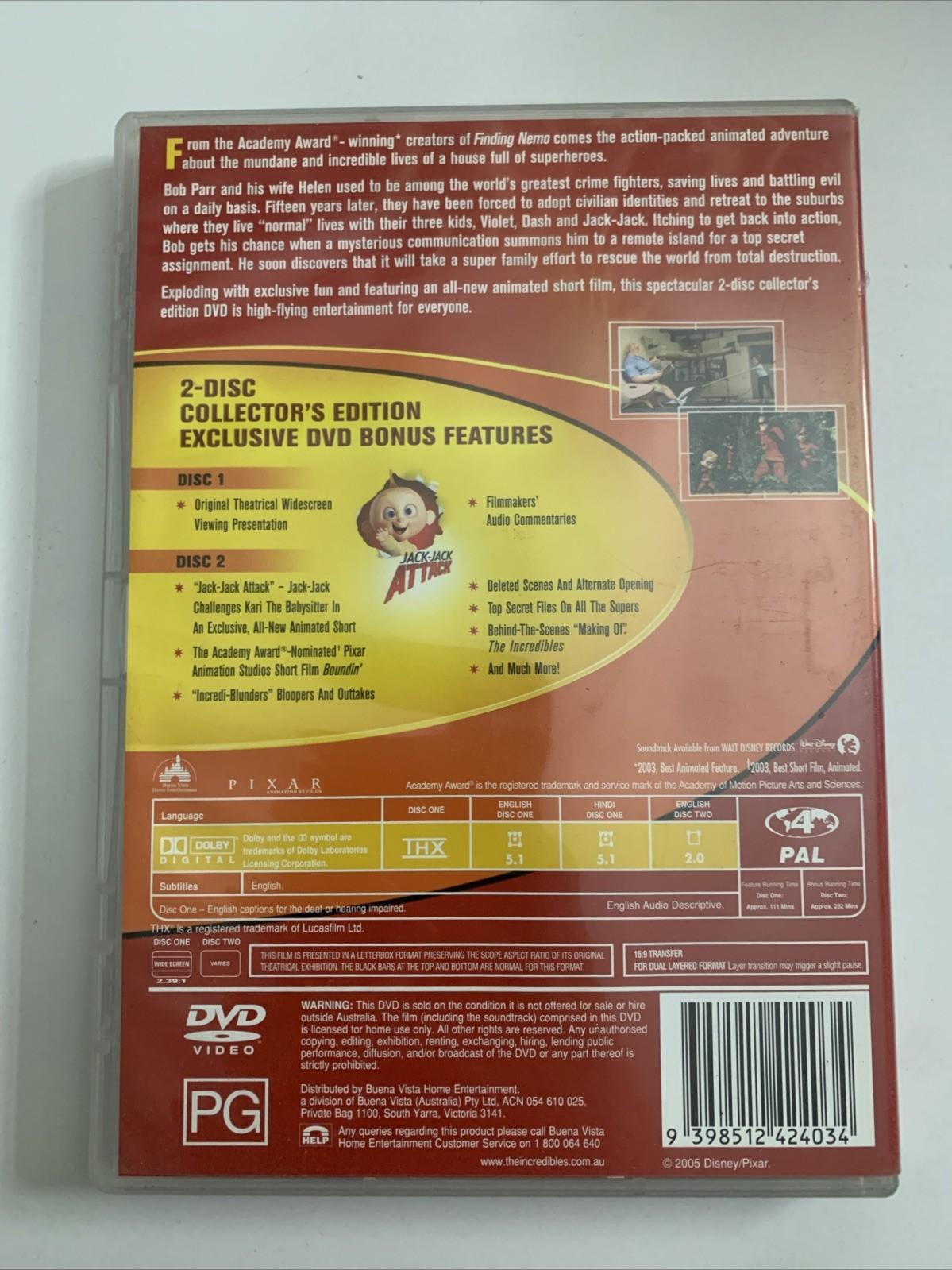 The Incredibles (DVD, 2004) Disney Pixar Animation Film Region 4
