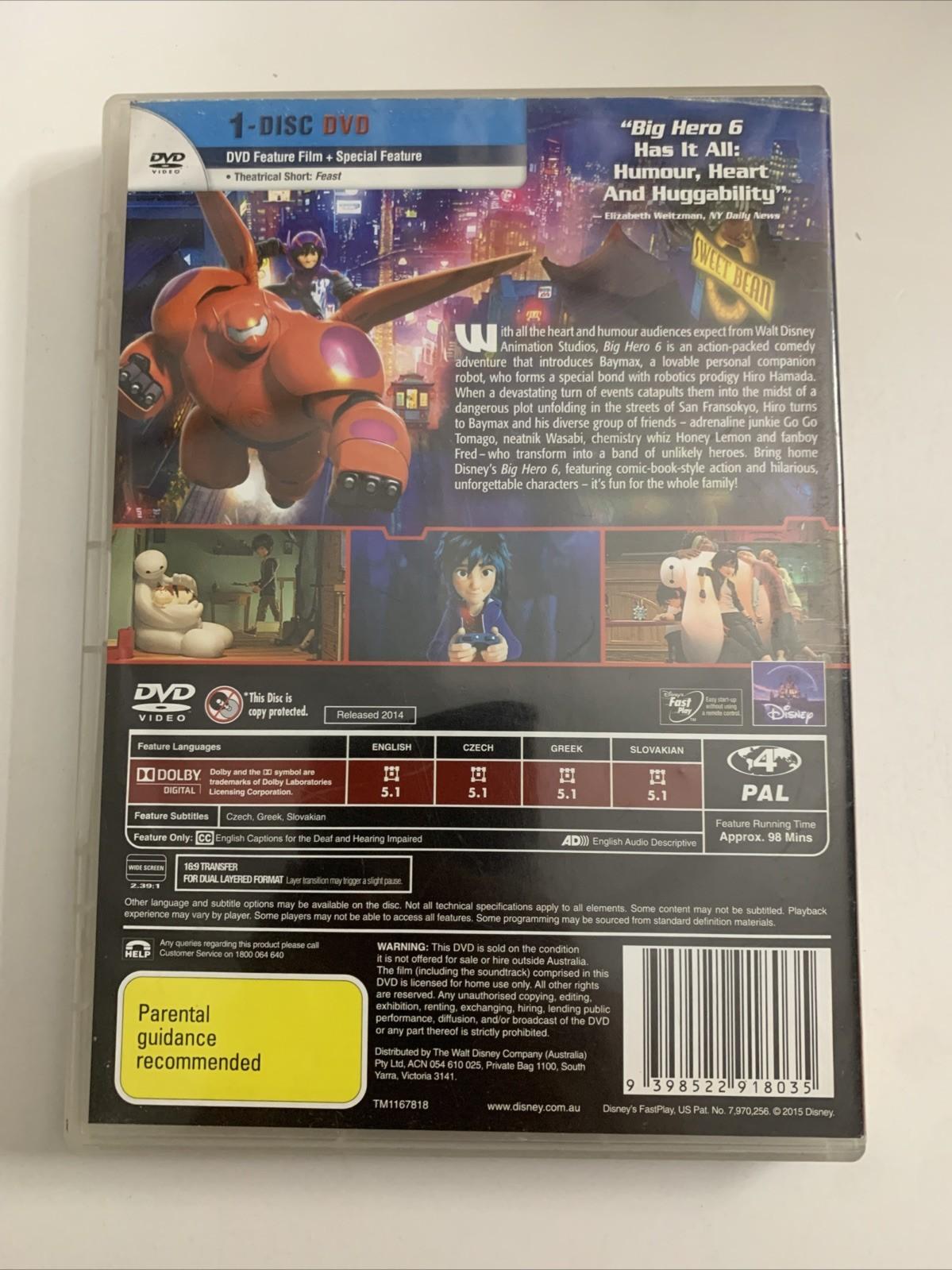 Big Hero 6 (DVD, 2014) Animated Pixar Disney Film Region 4