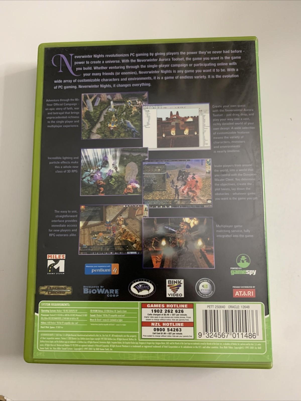Neverwinter Nights: Forgotten Realms PC CD-ROM Windows 2002 Bioware Action Game