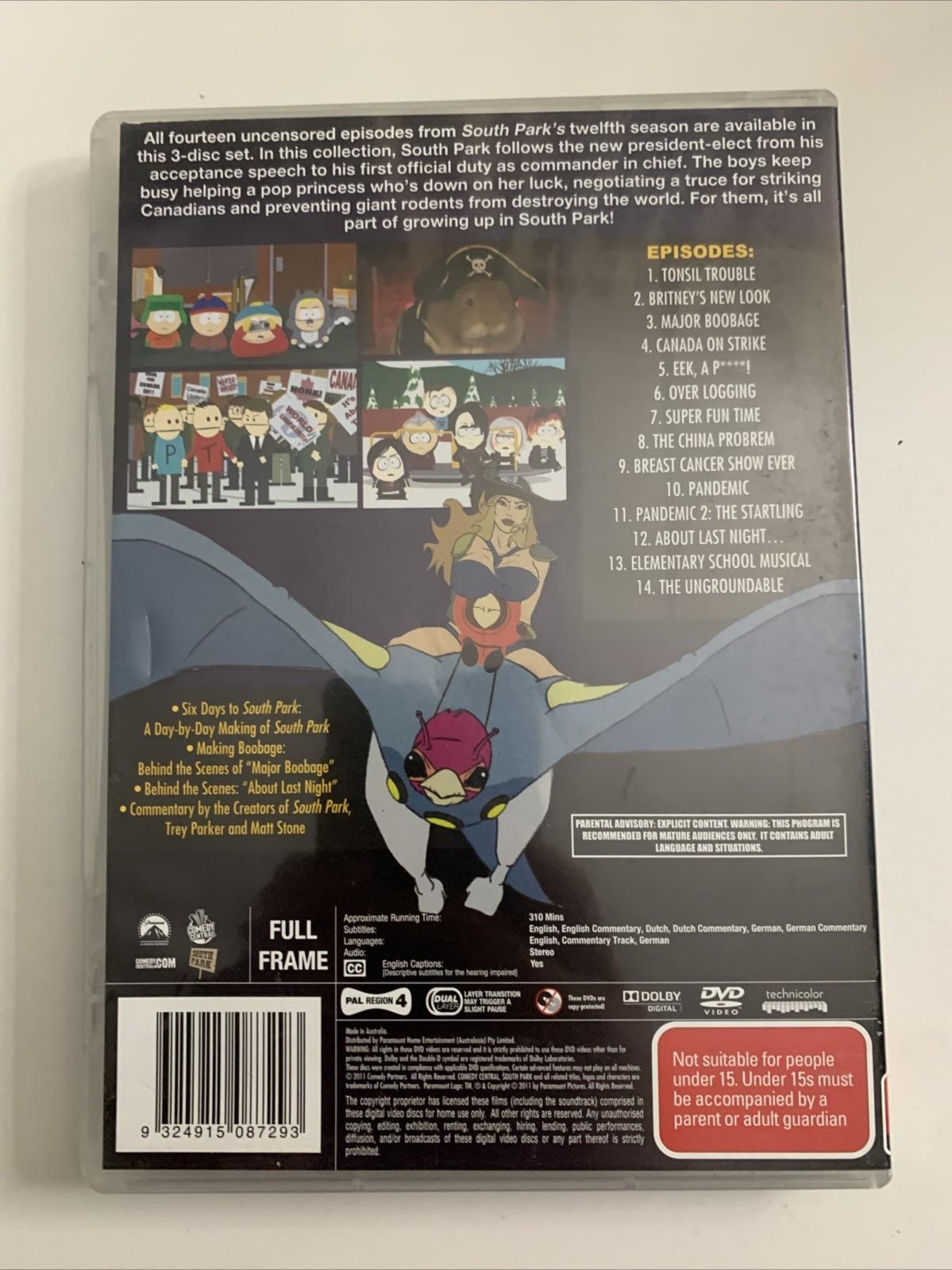 South Park : Season 12 (DVD, 2007) Region 4