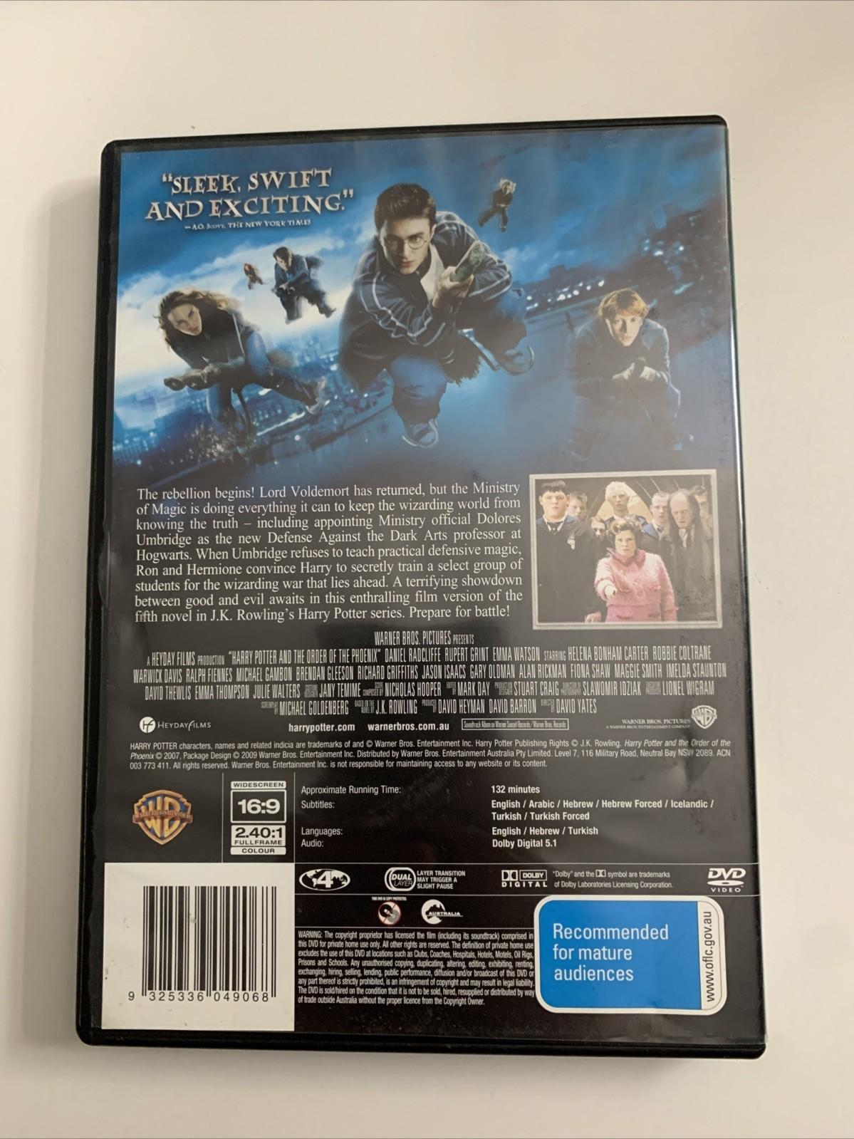 Harry Potter And the Order Of The Phoenix (DVD, 2007) Region 4
