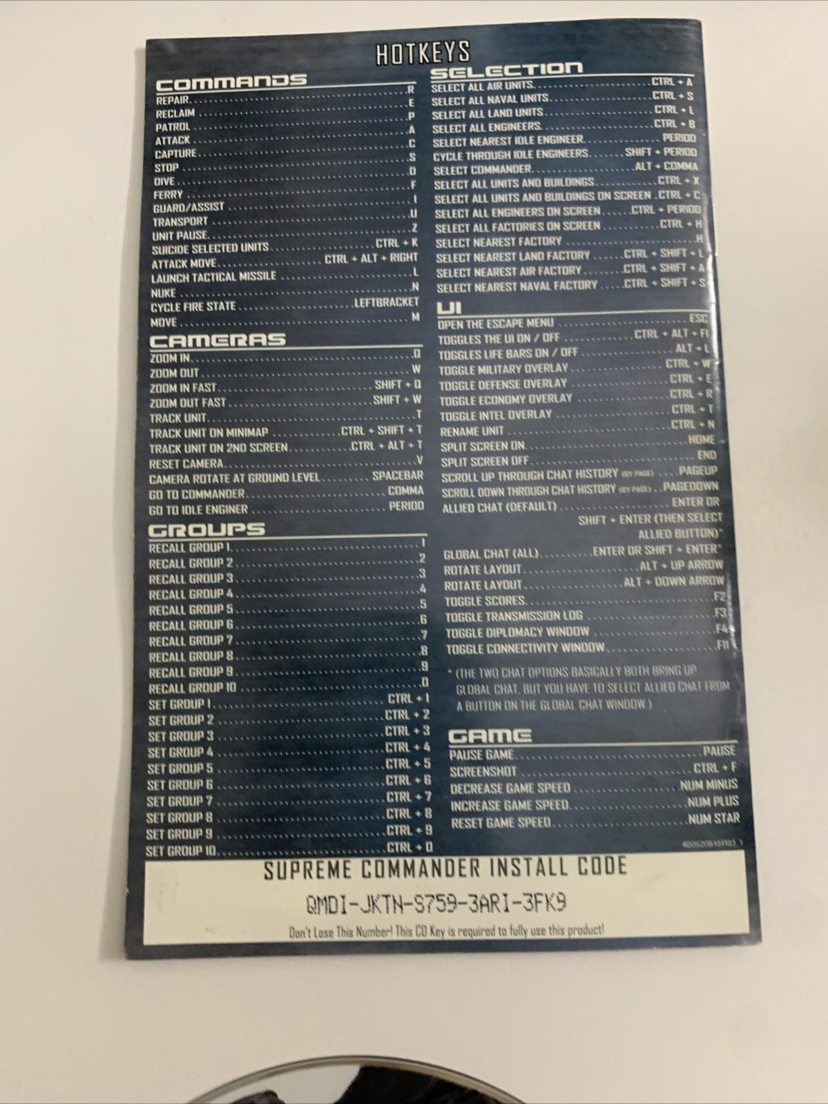 Supreme Commander PC DVD Windows Strategy Game