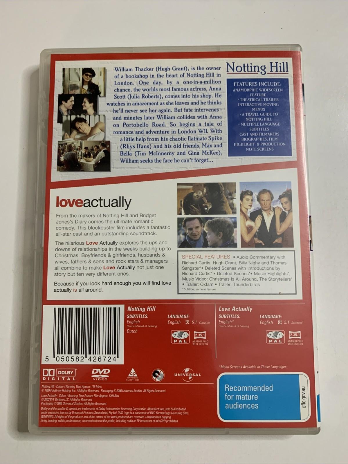 Notting Hill / Love Actually (DVD, 2006, 2-Disc Set) Region 4 &2