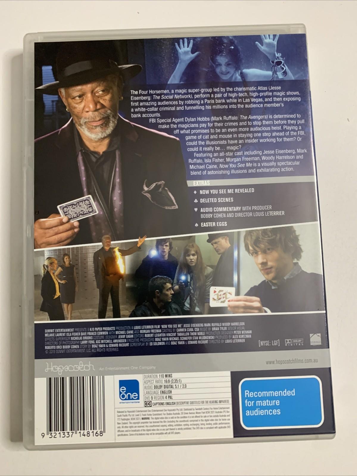 Now You See Me (DVD, 2013) Jesse Eisenberg, Mark Ruffalo, Morgan Freeman NEW