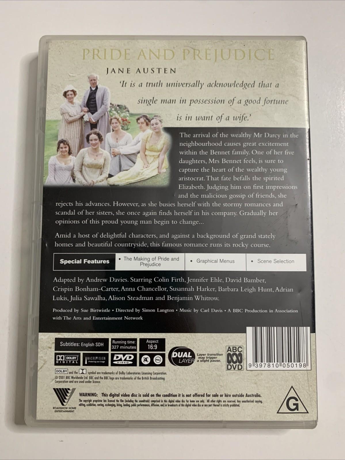 Pride And Prejudice BBC (DVD, 1995, 2-Disc) Jennifer Ehle, Colin Firth Region 4