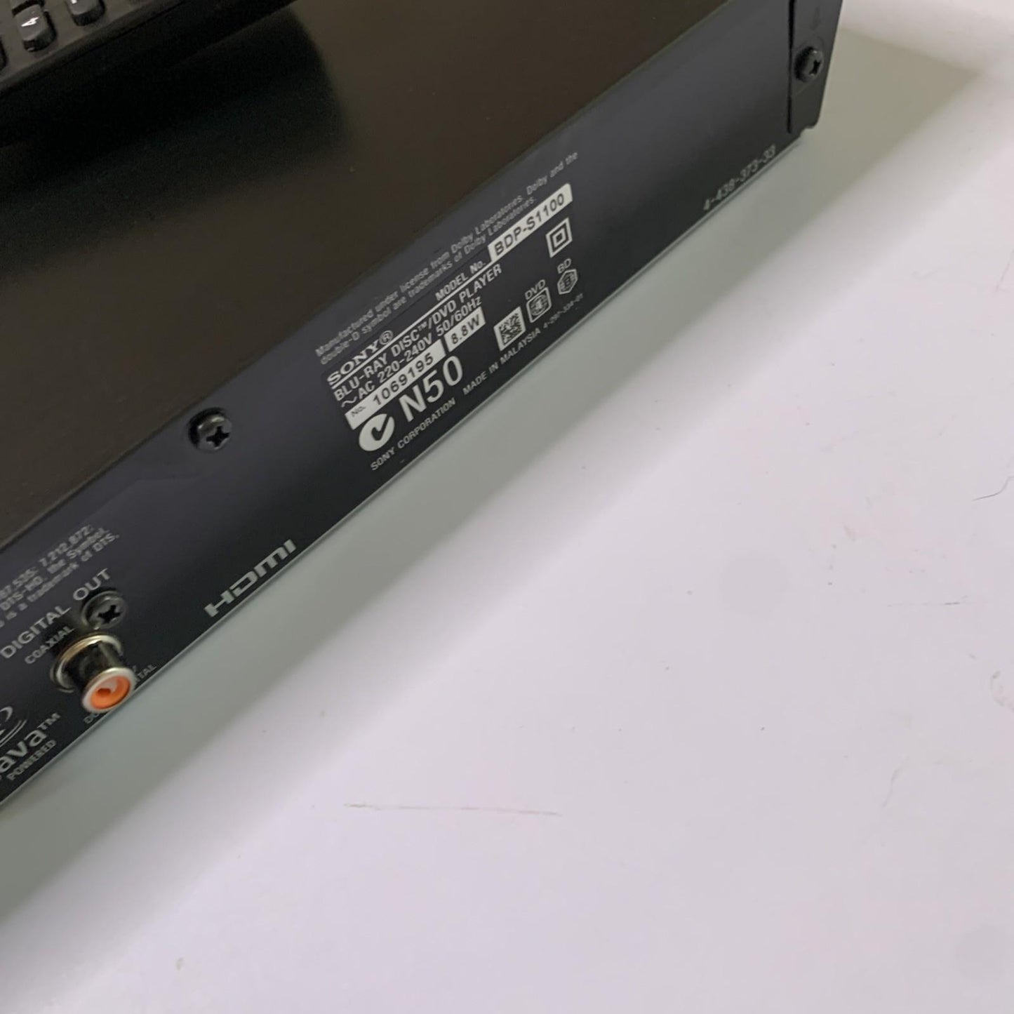 Sony Blu-ray Player BDP-S1100 With Remote