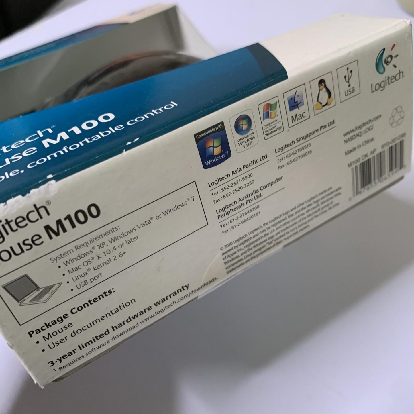 Logitech Mouse USB Wired Ambidextrous M100 *New Never Been Used*