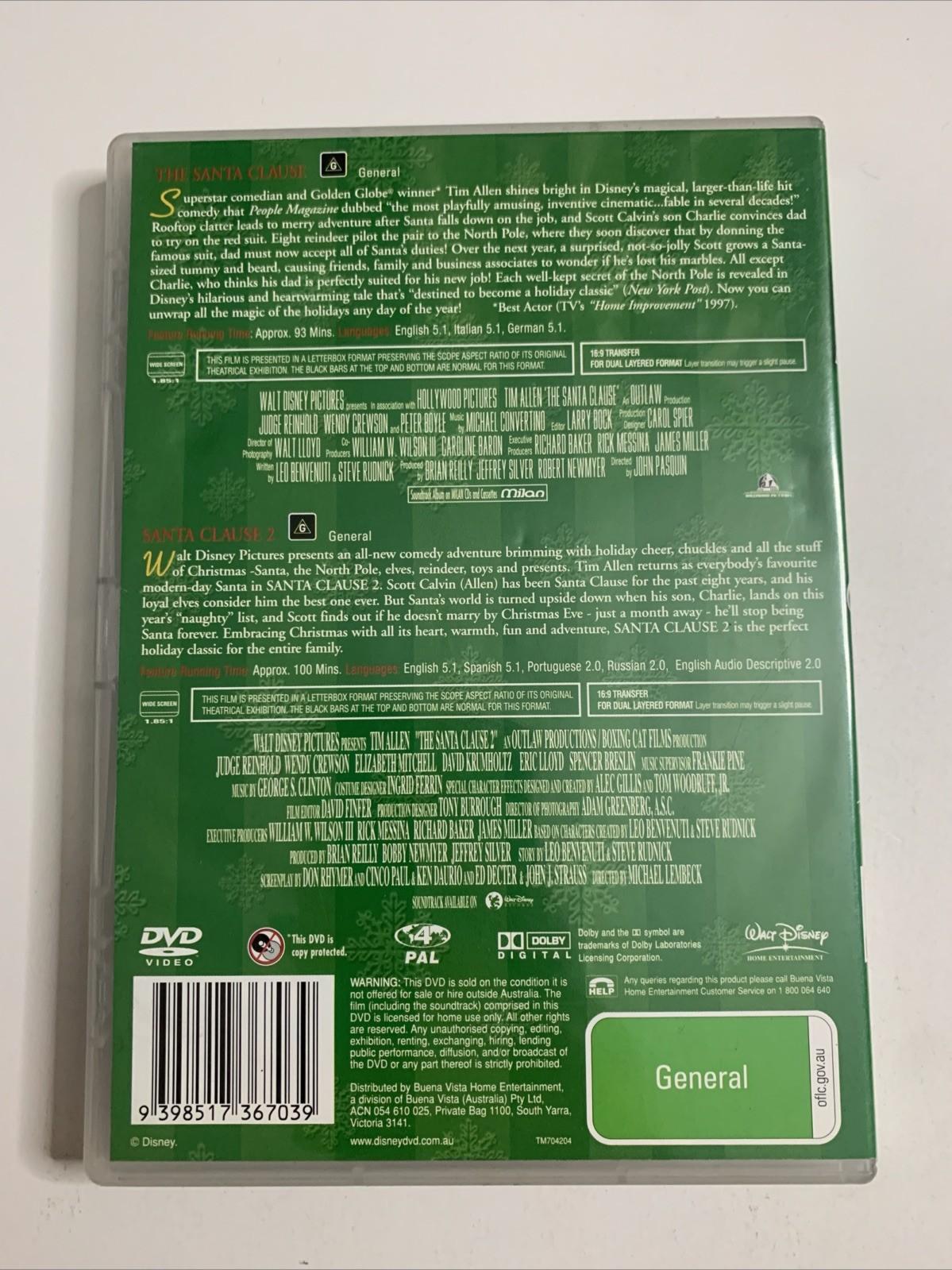 The Santa Clause 1 & 2 (DVD, 1994) Disney Tim Allen Region 4