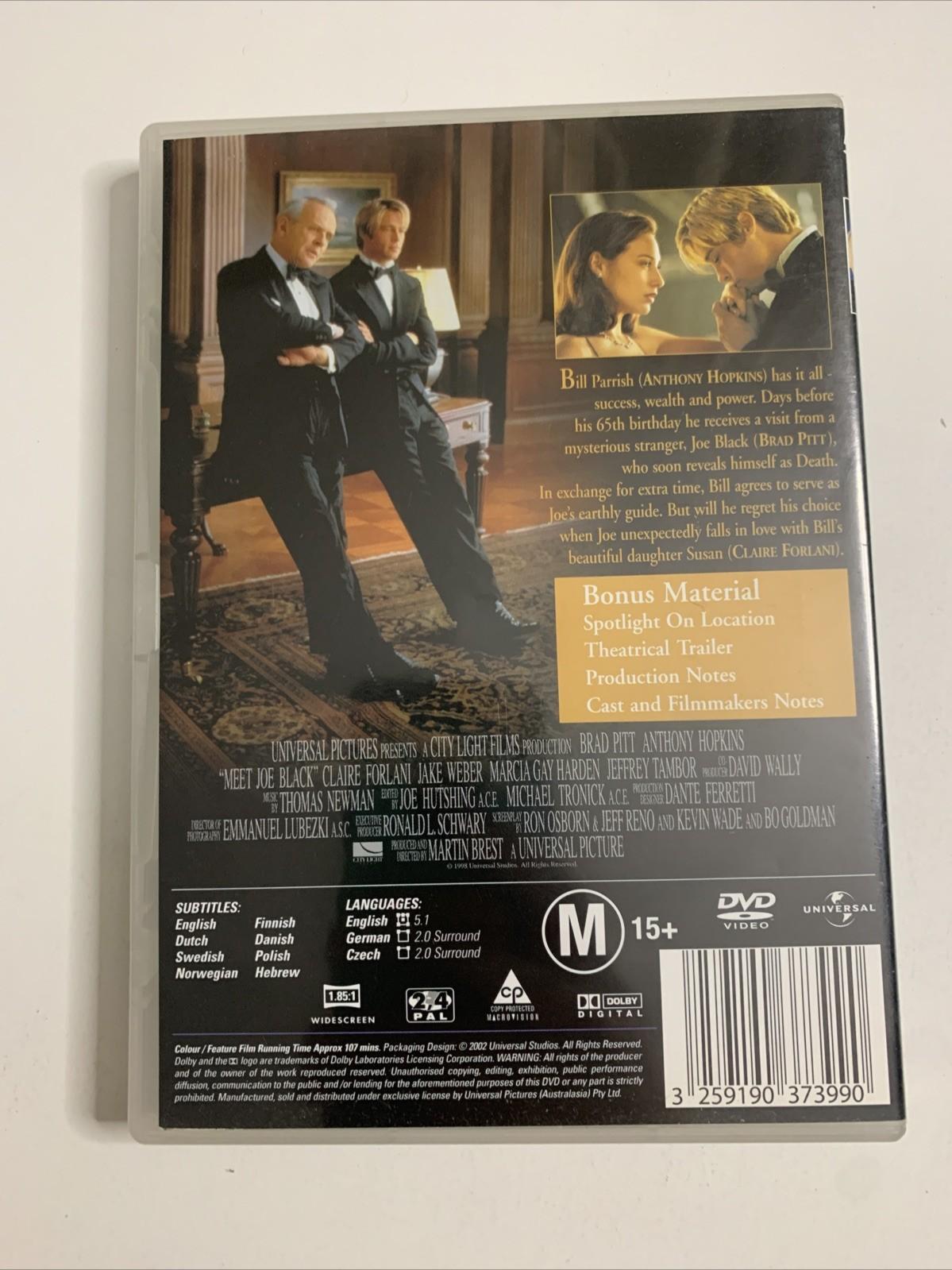 Meet Joe Black (DVD, 1998) Brad Pitt, Anthony Hopkins Region 4 &2
