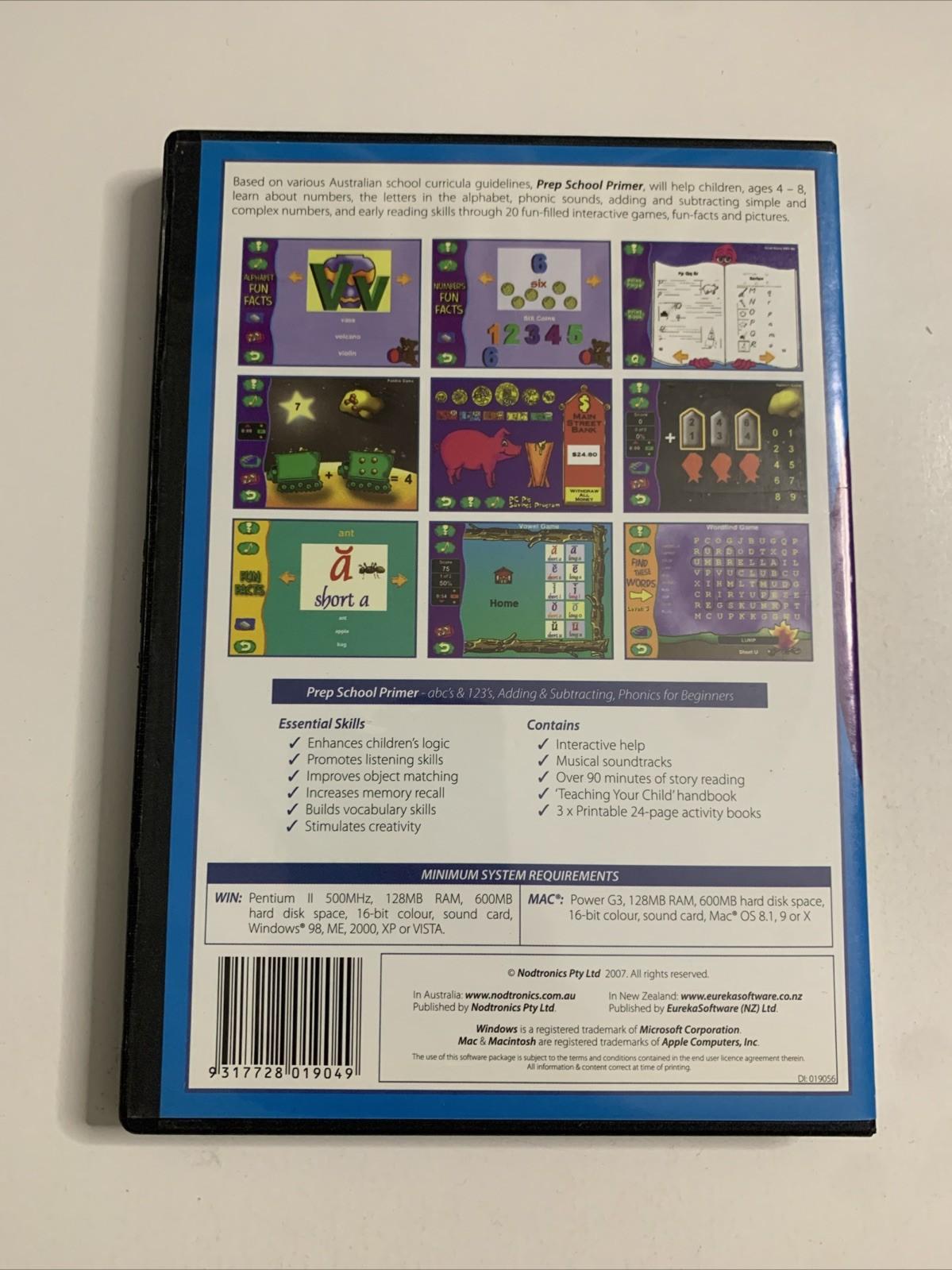 Prep School Primer Ages 4-8 PC CD-ROM Windows ABC's, Adding, Subtracting Phonics