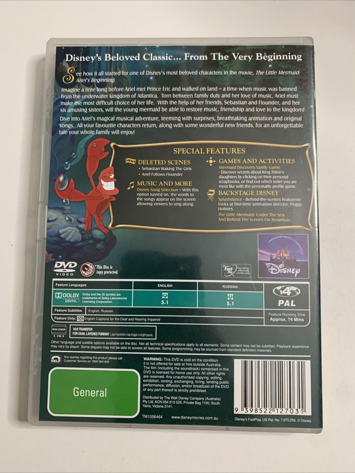 The Little Mermaid III Ariel's Beginning (DVD, 2008) Disney Animation Region 4