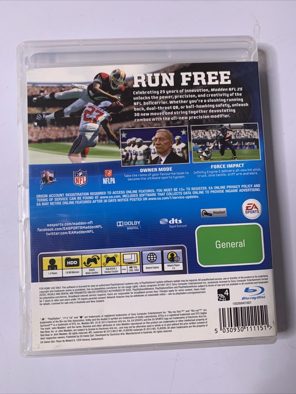 Madden NFL 25 : 1989-2014 PS3 Sony PlayStation 3 Game