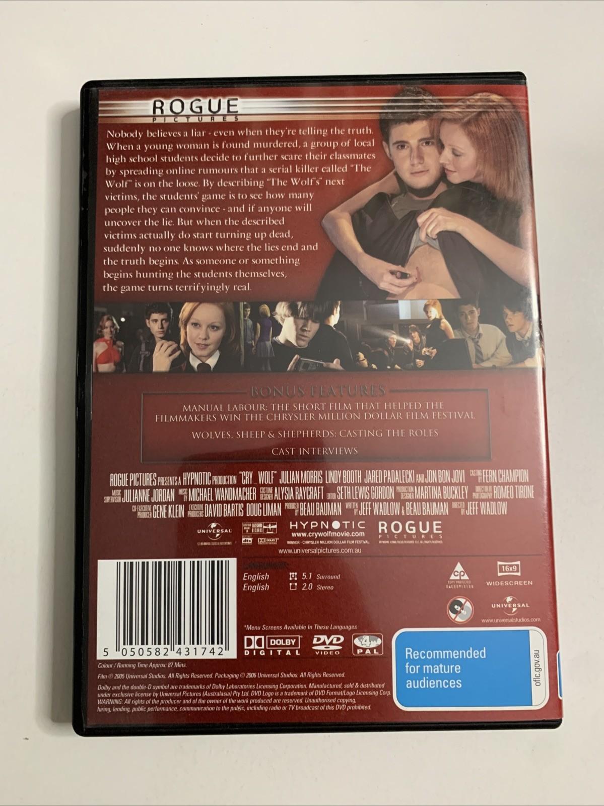 Cry Wolf (DVD, 2005) Julian Morris, Lindy Booth, Jared Padalecki Region 4  NEW