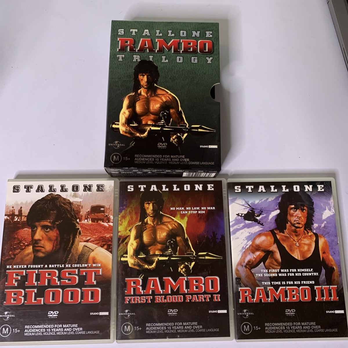 The Rambo Collection 1, 2 & 3 (DVD, 1982) Sylvester Stallone Region 4 ...