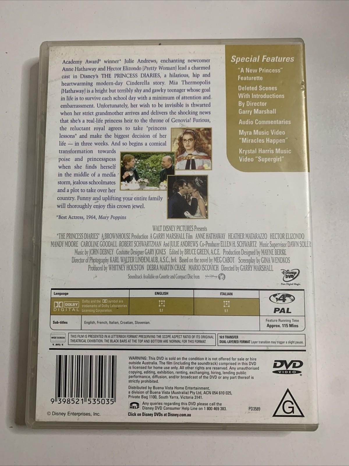 The Princess Diaries (DVD, 2001) Julie Andrews, Anne Hathaway Region 4