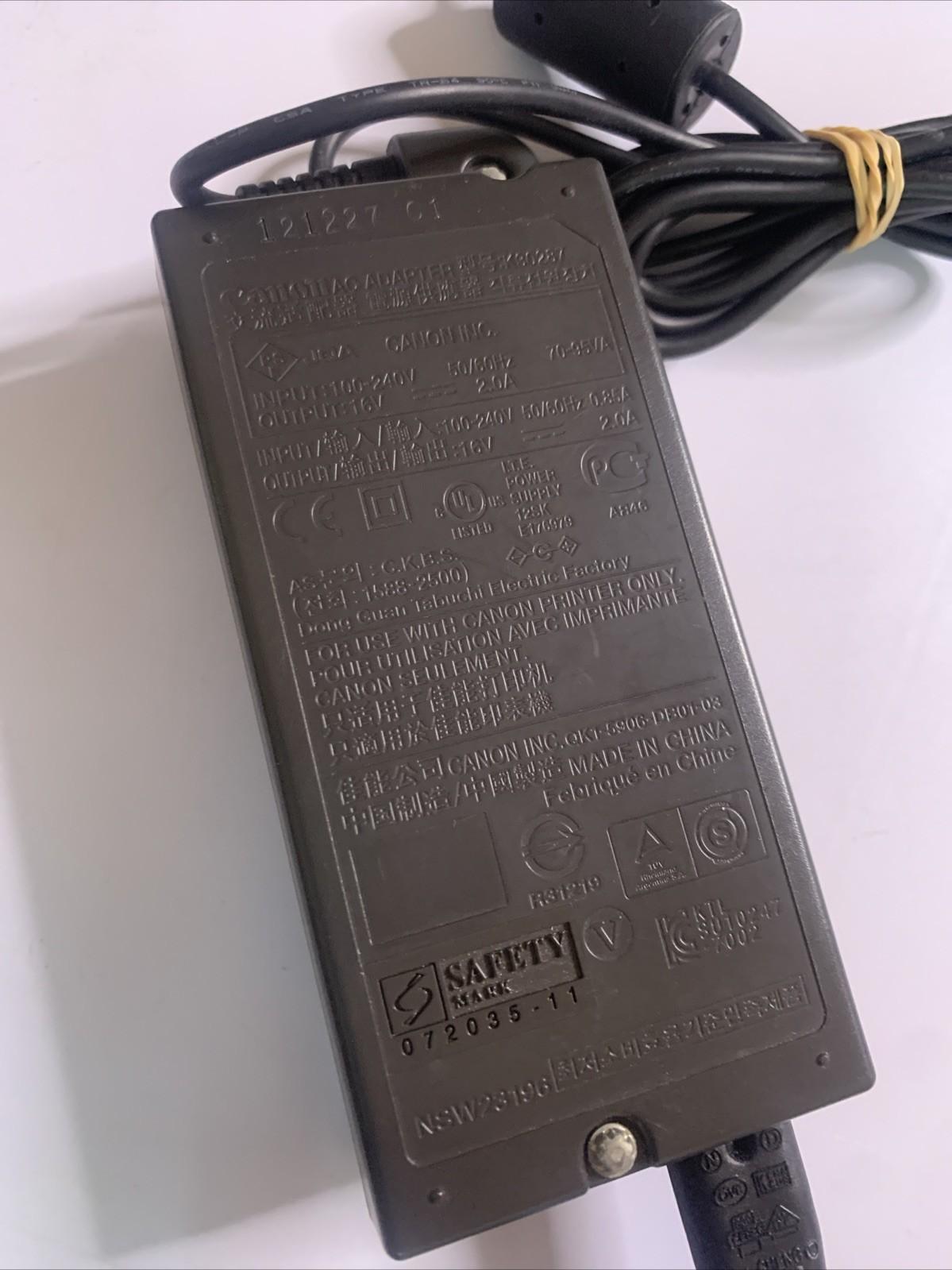 Genuine Canon AC Adapter K30287 16V 2A Power Supply For Canon Printer