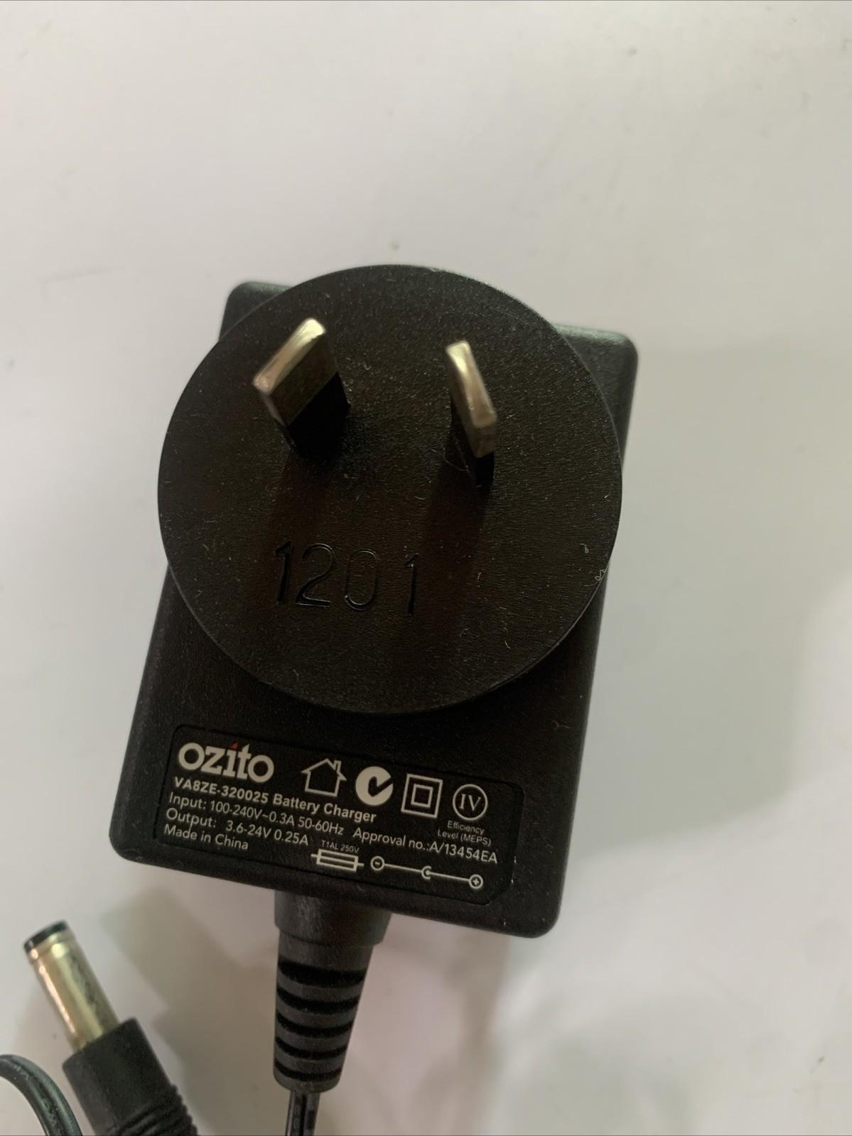 Genuine Ozito VA8ZE-320025 Battery Charger 3.6-24V 0.25A Power Supply