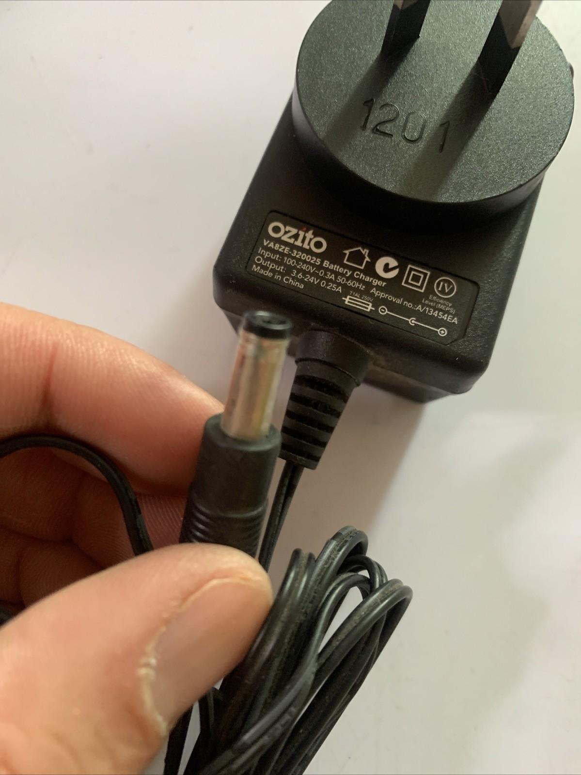 Genuine Ozito VA8ZE-320025 Battery Charger 3.6-24V 0.25A Power Supply