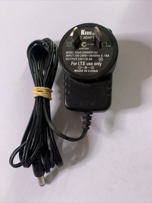 Ktec AC Adaptor 12V 0.5A Power Supply KSAA1200050W1AU