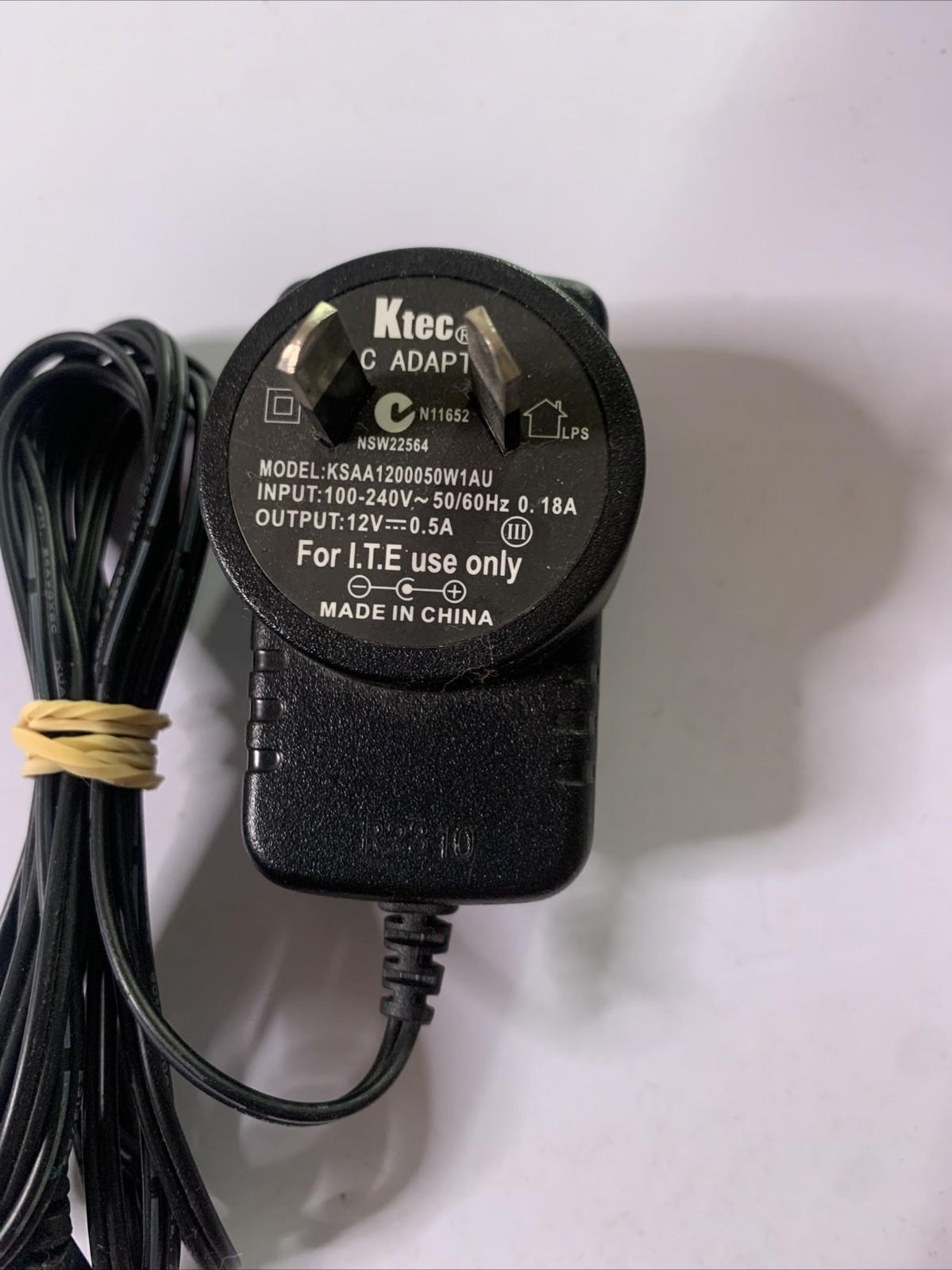 Ktec AC Adaptor 12V 0.5A Power Supply KSAA1200050W1AU