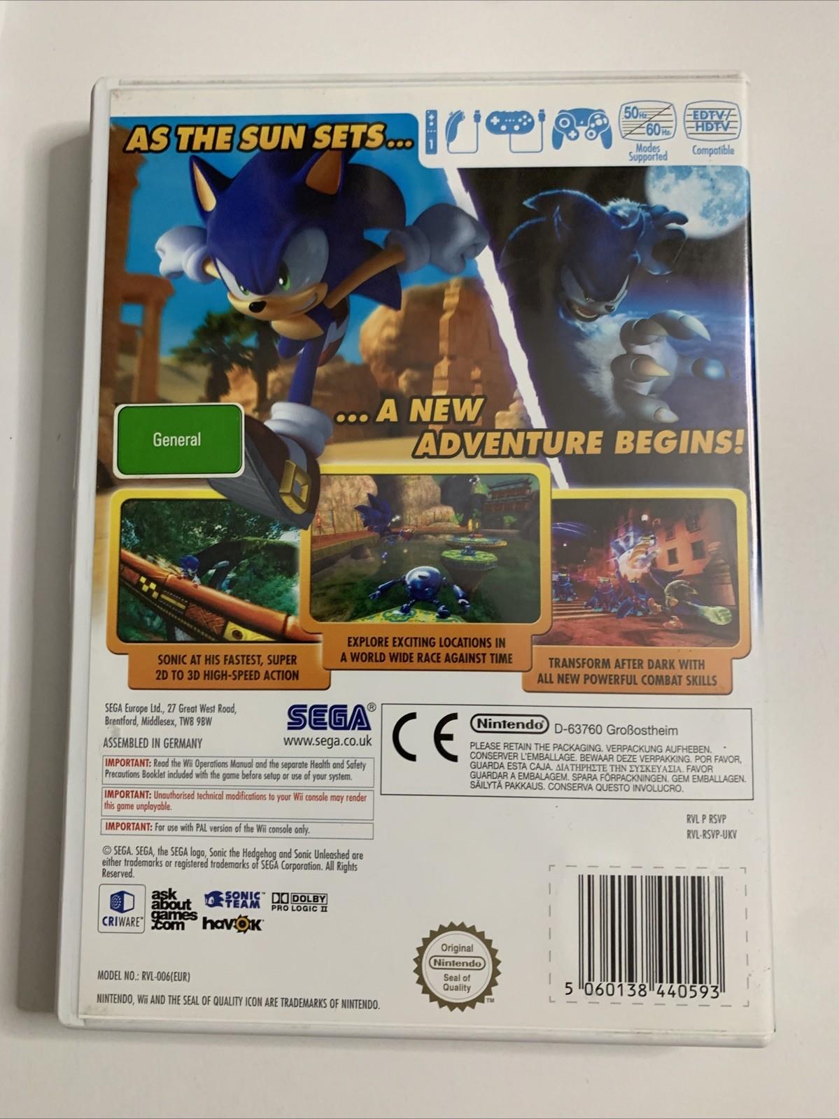 Sonic Unleashed 2008 Nintendo Wii Game PAL SEGA Game Complete