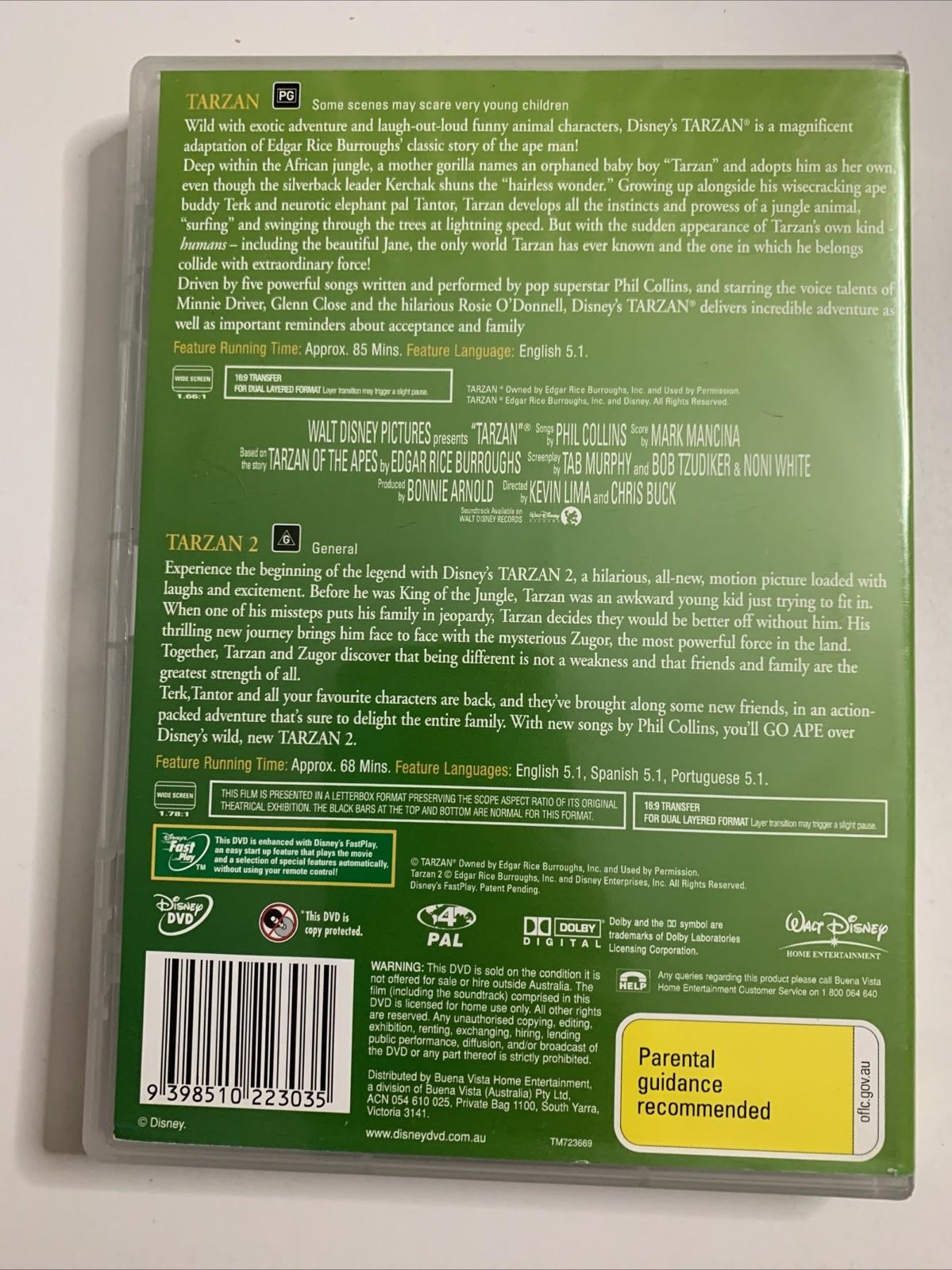Tarzan 1 & 2 (DVD, 1999) Disney Animation Film Region 4