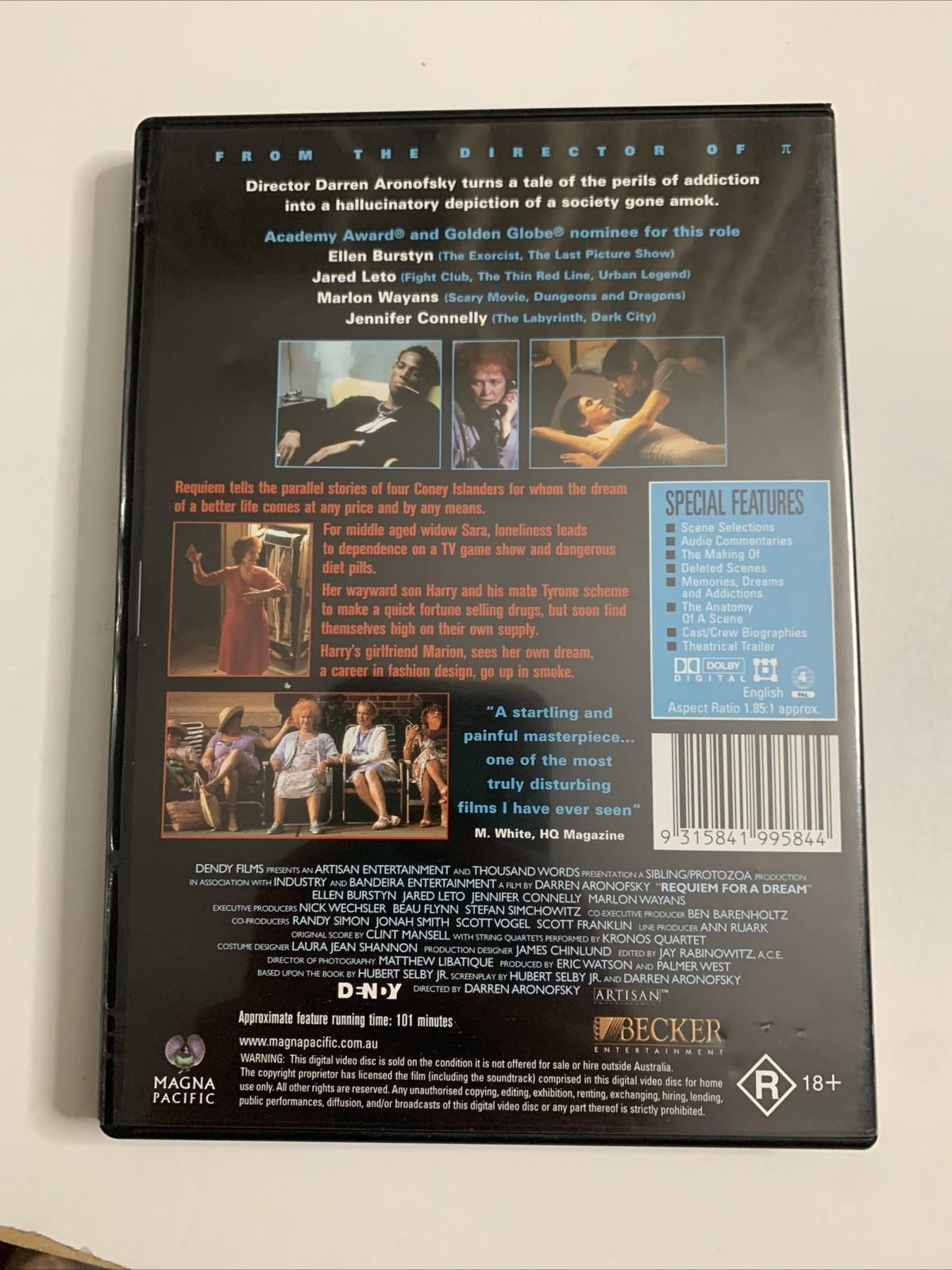 Requiem For A Dream (DVD, 2000) Jared Leto, Jennifer Connelly  Region 4
