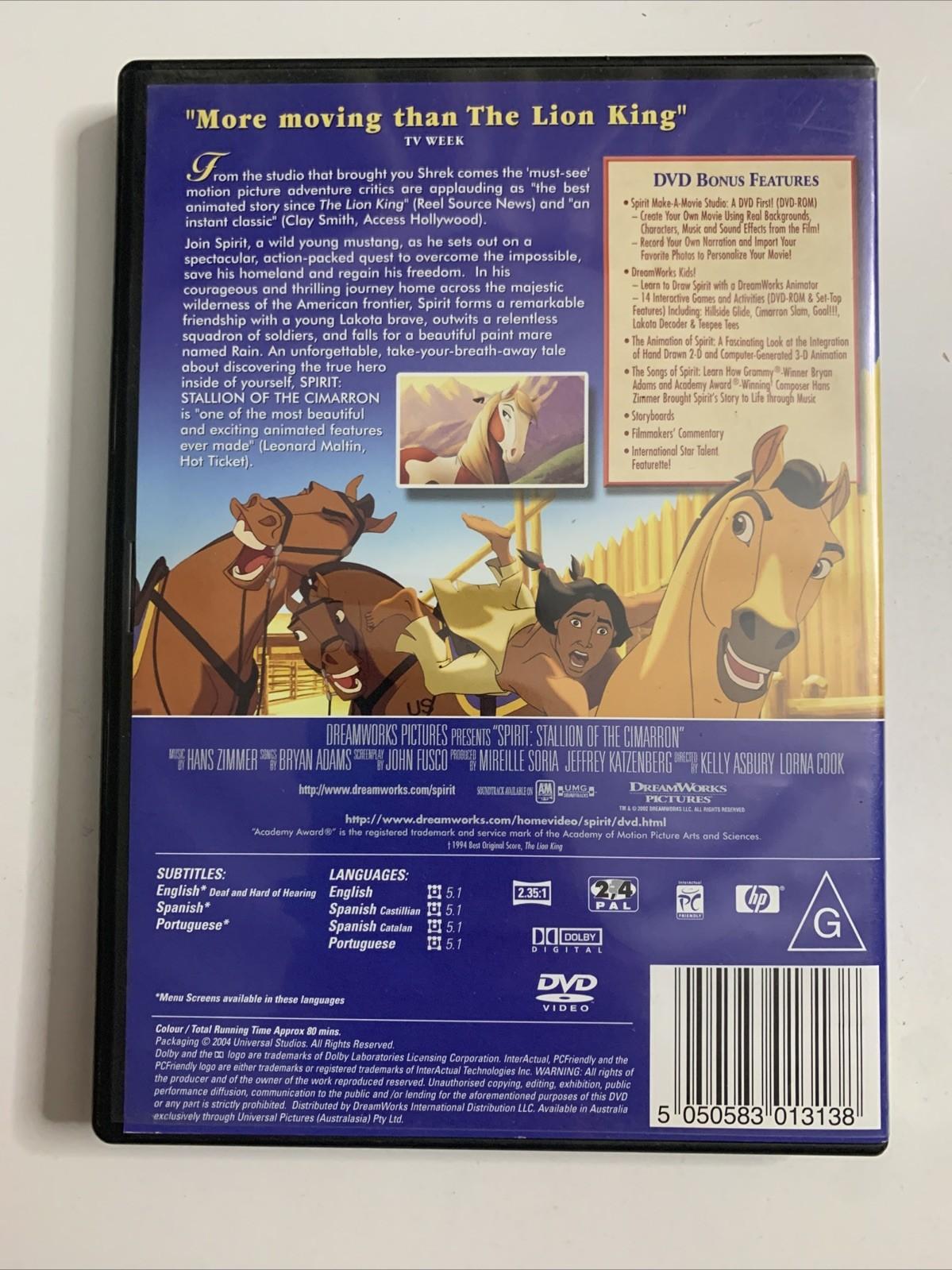 Spirit: Stallion Of The Cimarron (DVD, 2002) Animation Film Region 4 &2