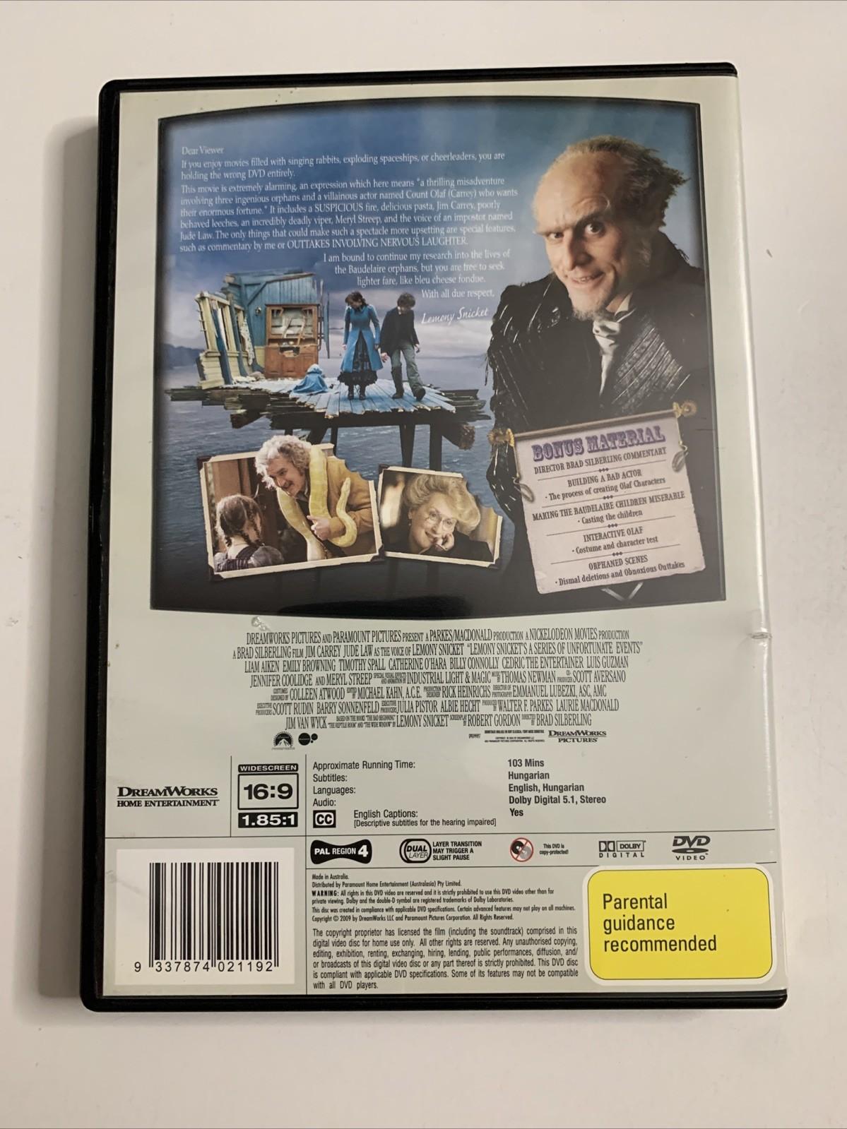 Lemony Snicket's A Series Of Unfortunate Events (DVD, 2004) Region 4