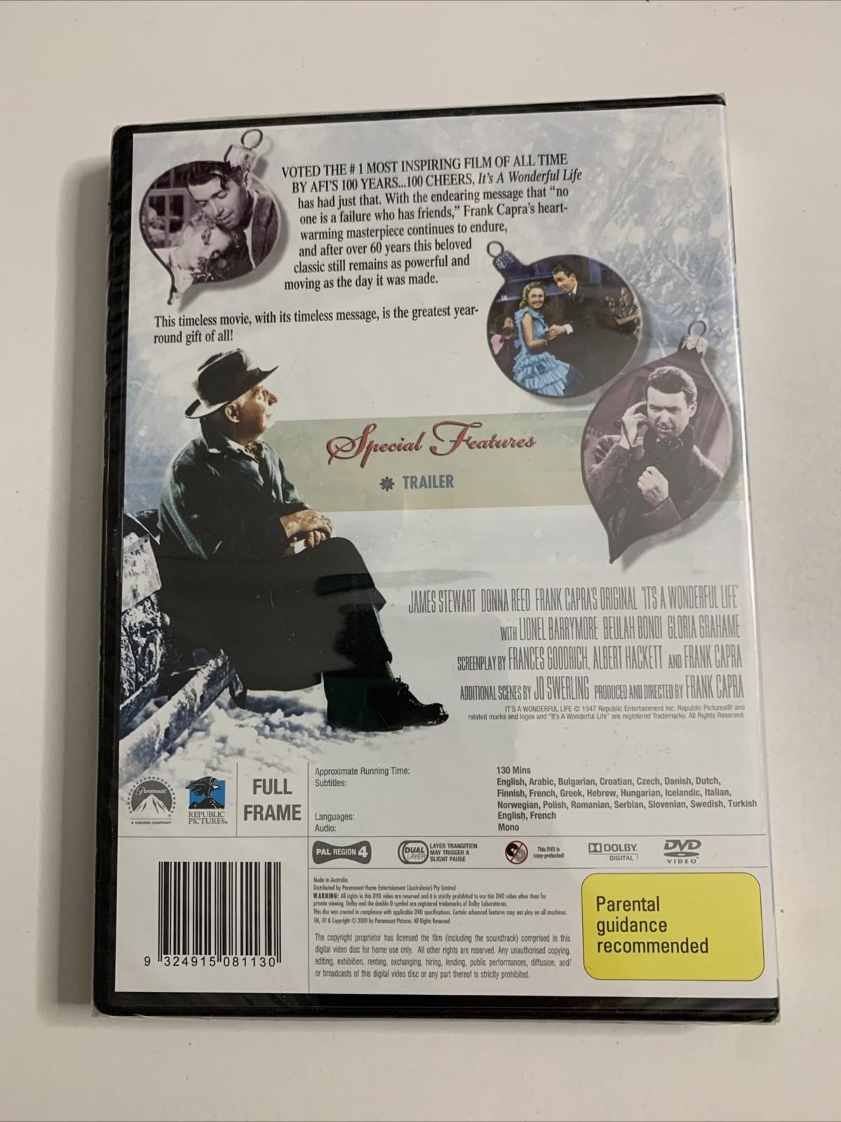 Its A Wonderful Life (DVD, 1946) James Stewart, Frank Capra Region 4 NEW Sealed