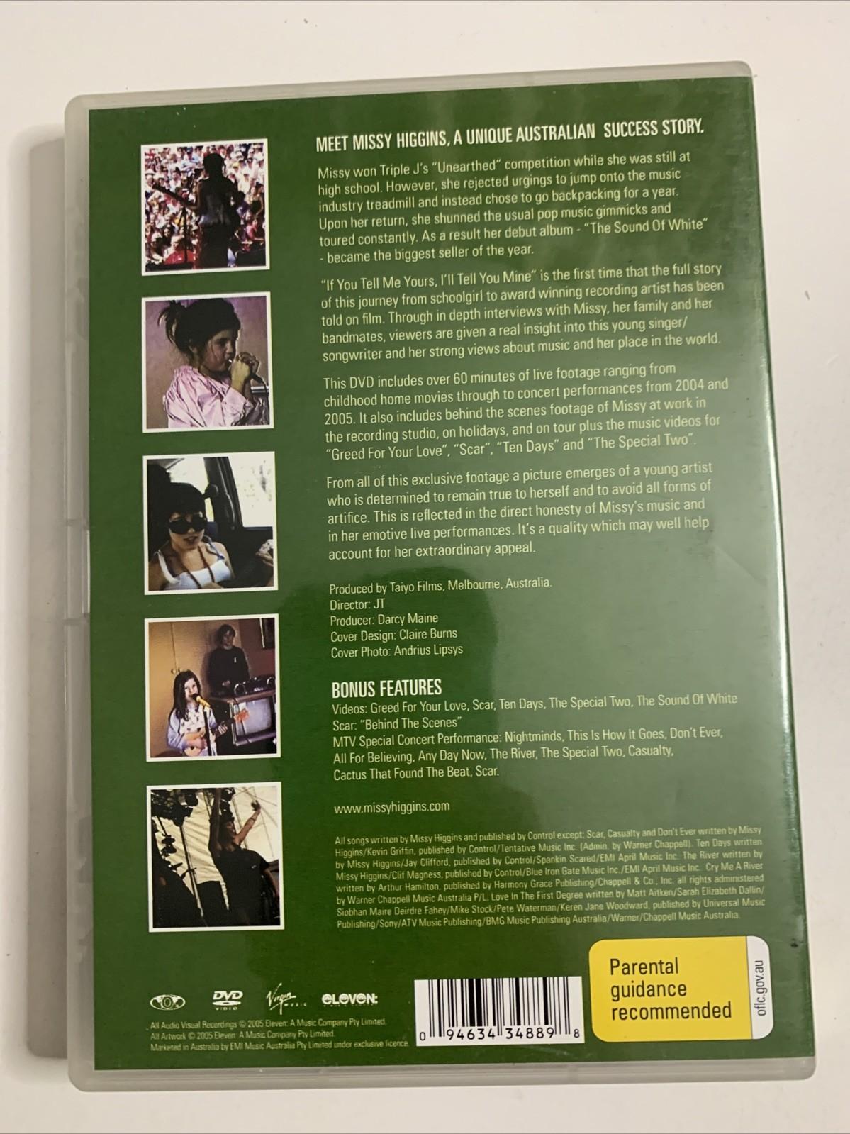 Missy Higgins: If You Tell Me Yours, I'll Tell You Mine (DVD, 2005) All Regions