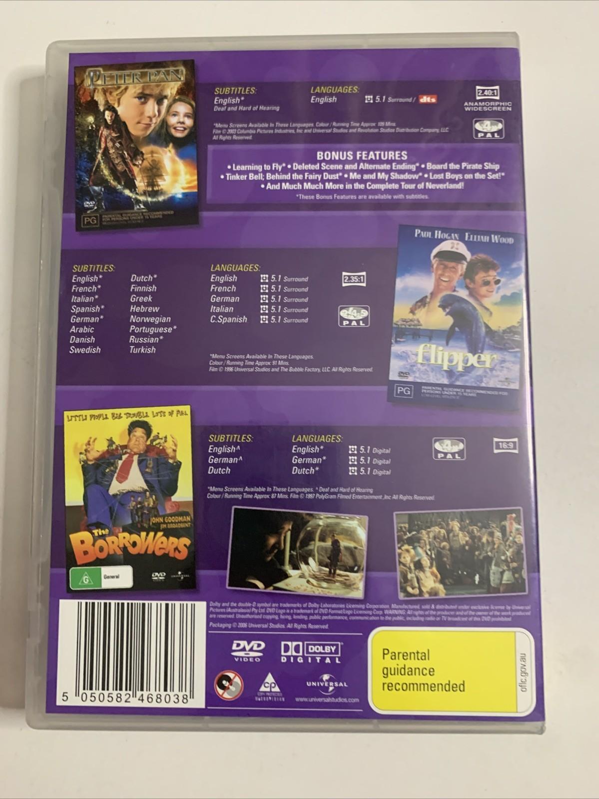 Peter Pan / Flipper / The Borrowers (DVD) Paul Hogan, John Goodman Region 4