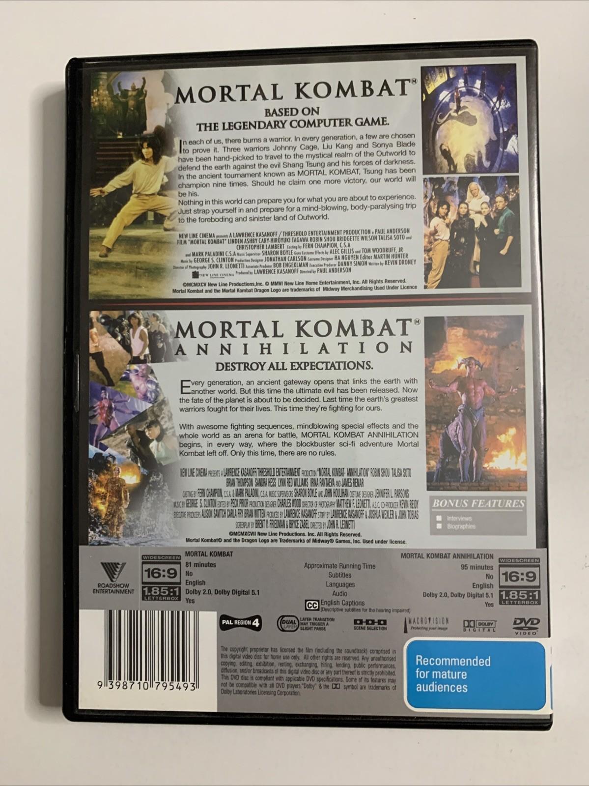 Mortal Kombat 1 & 2 (DVD, 1995, 2-Disc) Region 4