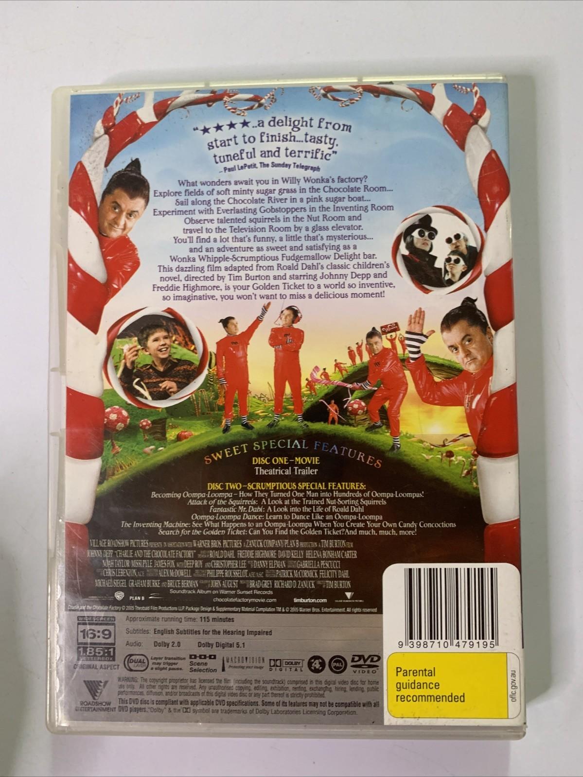 Charlie And The Chocolate Factory (Deluxe Edition,DVD, 2005) Johnny Depp Region4
