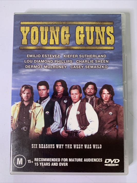 Young Guns (DVD, 1988) Charlie Sheen, Emilio Estevez, Kiefer Sutherland Region 4