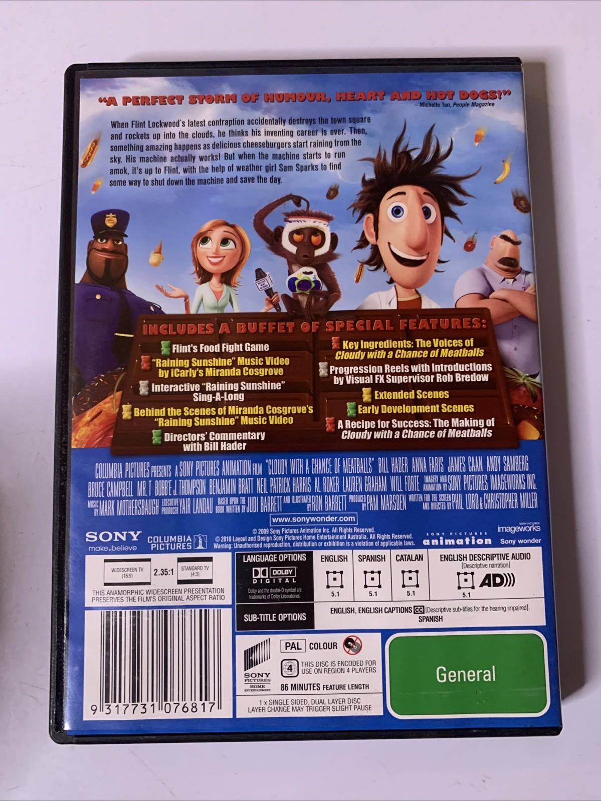Cloudy With A Chance Of Meatballs (DVD, 2009) Animation Region 4