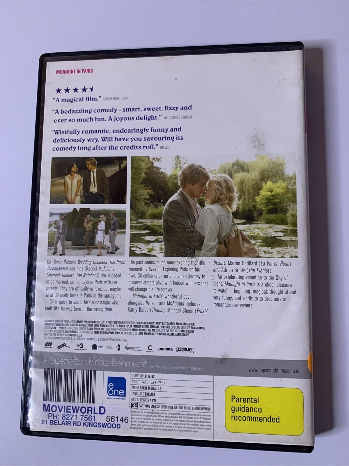 Midnight In Paris (DVD, 2011) Owen Wilson, Rachel McAdams Region 4