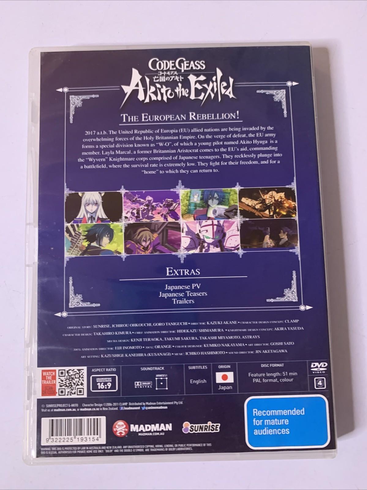 Code Geass : Akito The Exiled -The Wyvern Arrives (DVD, 2011) Anime Region 4