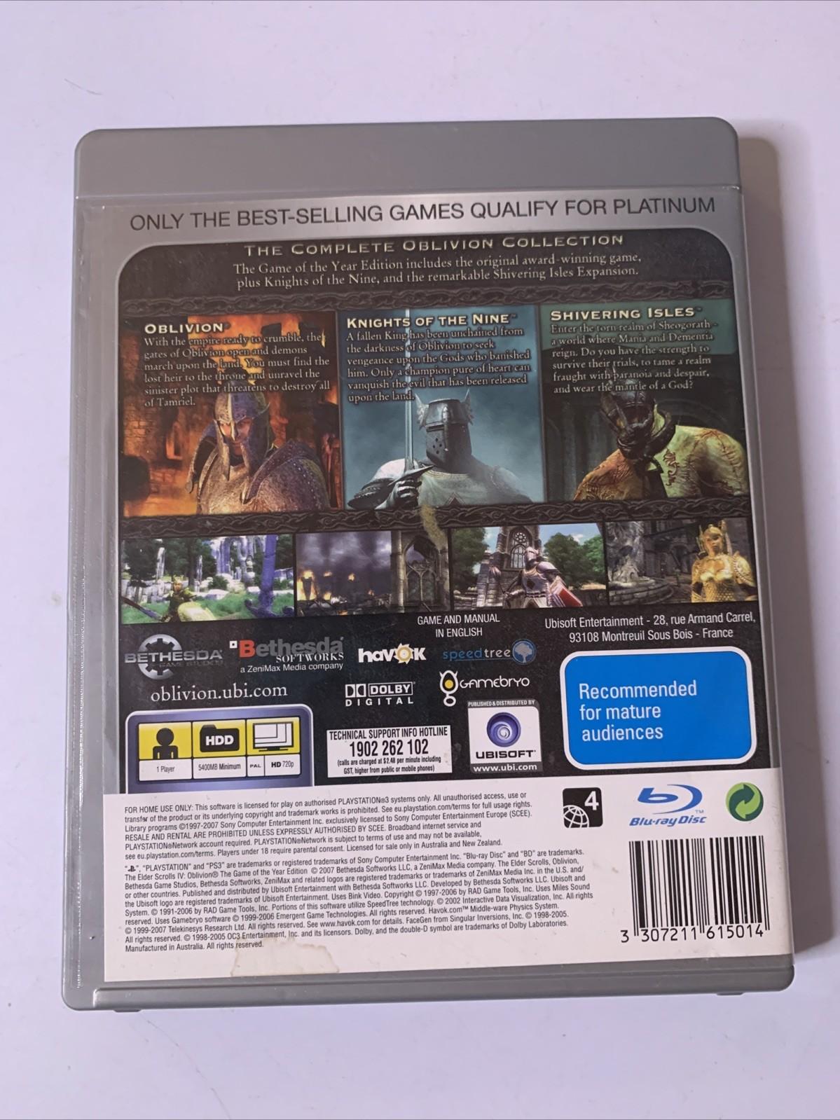 Elder Scrolls IV: Oblivion Game Of The Year Edition PS3 PlayStation 3 Game