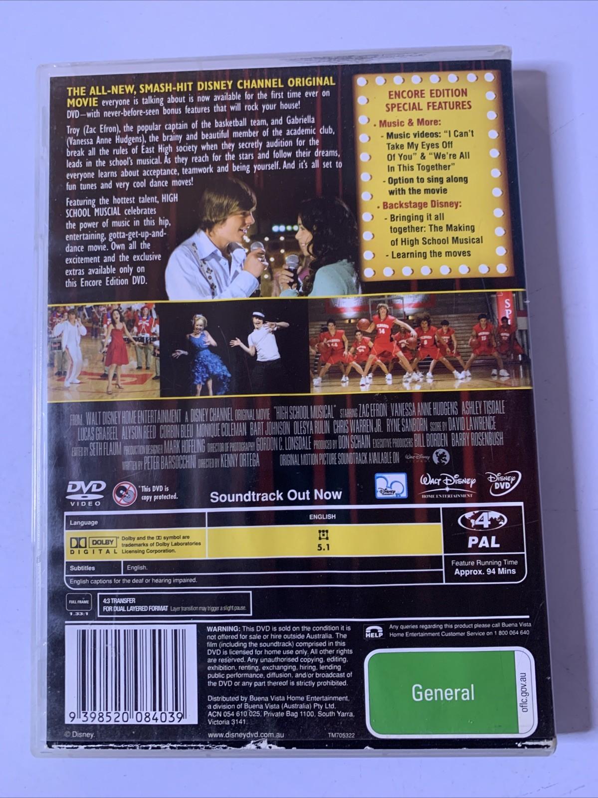 High School Musical: Encore Edition (DVD, 2006) Disney Region 4