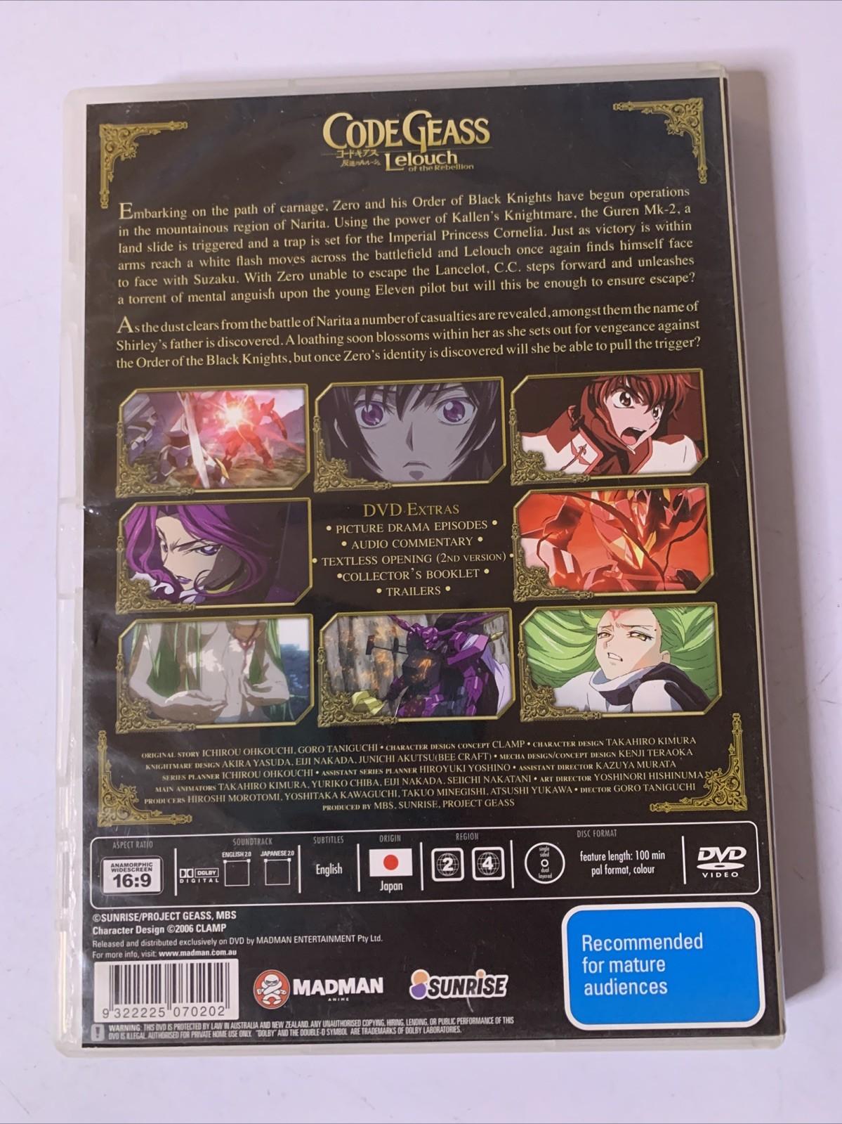 Code Geass Lelouch of the Rebellion : Vol 3 (DVD, 2007) Anime Region 4