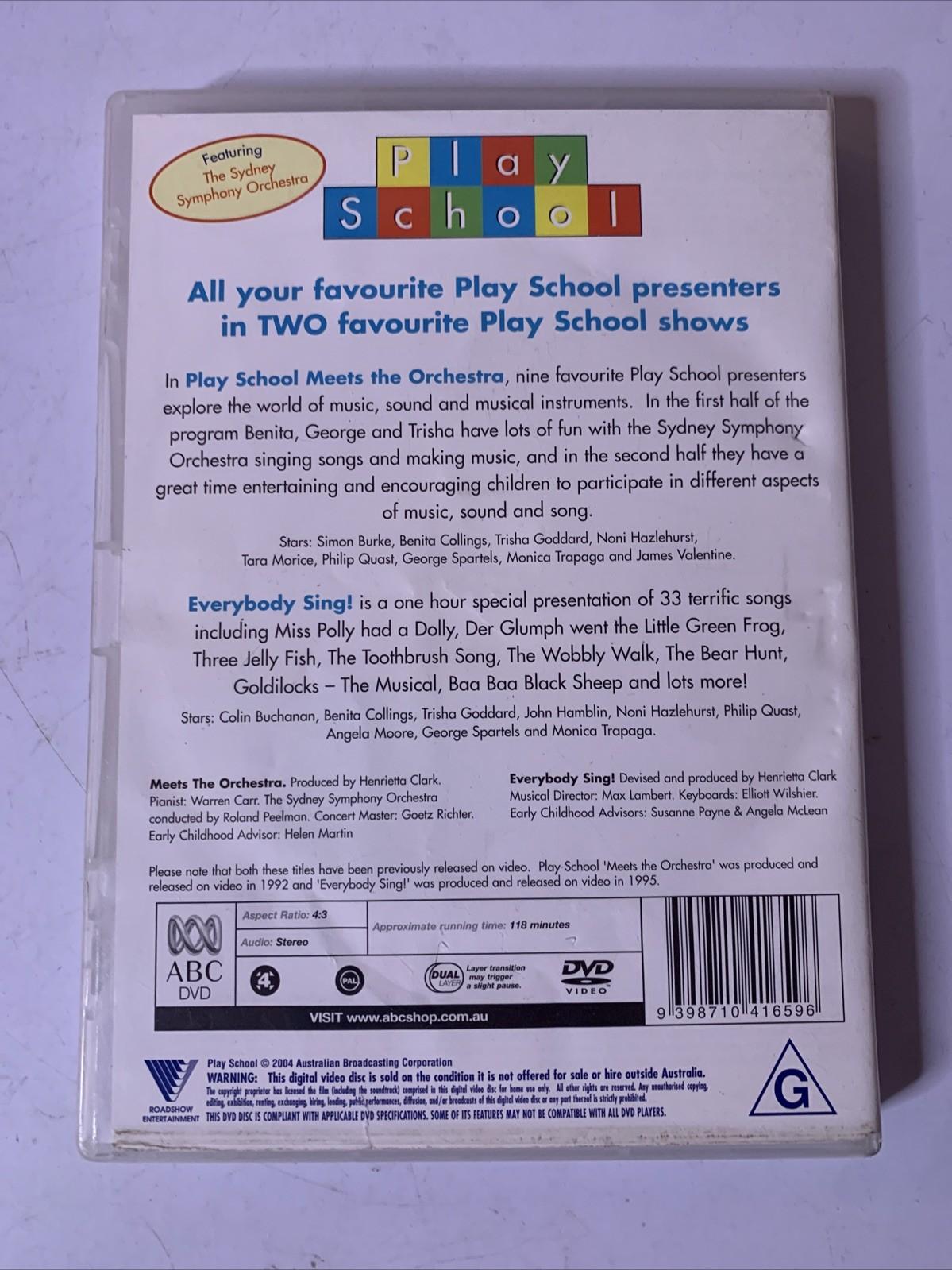 Play School: Meets The Orchestra and Everybody Sing! (DVD, 1995) Region 4