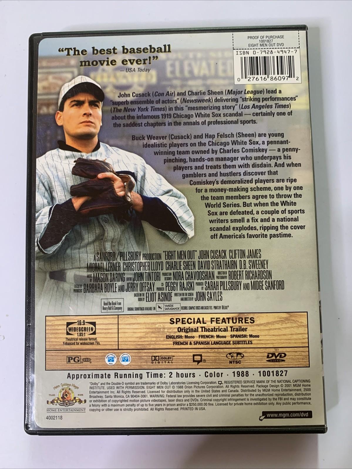 Eight Men Out (DVD, 1989) Christopher Lloyd, Charlie Sheen, John Cusack Region 1